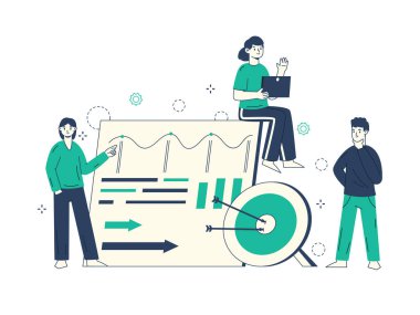 İşletme geliştirme hedefi ve kâr stratejisi. Satış stratejisi pazarlama, başlangıç yemeği ve kâr elde etme vektör çizimi seti. Şirket iş stratejisi