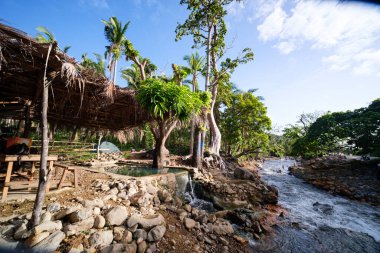 İsrail 'in kuzeyindeki ölü denizin güzel manzarası.