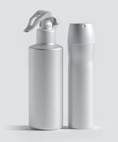 Rendering Hairspray Hair Foam Hair Styling Products Silver Bottle White — Fotografia de Stock