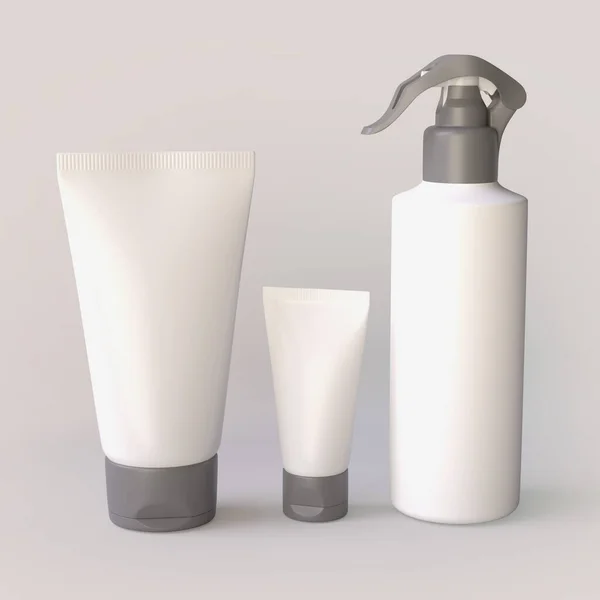 Rendering Body Care Face Cream Body Tonic Facial Cleanser Cosmetic — Fotografia de Stock