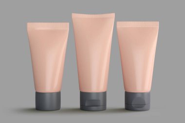 3d rendering, set of cosmetic tubes for cream on a grey background.