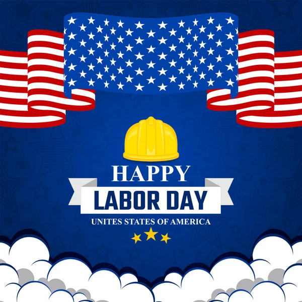 Happy Labor Day Vector greeting card or invitation card. United States national holiday illustration with United States flag 2022