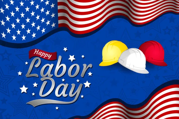 Labor Day Vector Greeting Card United States National Holiday Illustration — Stockvektor