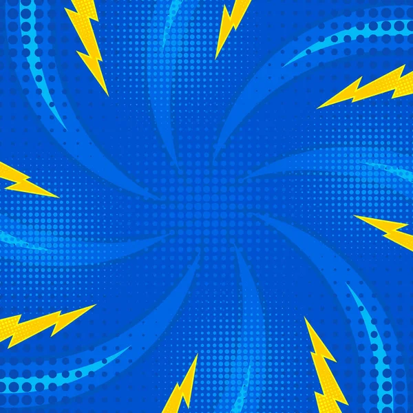 Blue abstract background pop art background for poster or book in blue color radial rays backdrop with halftone effect