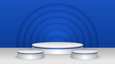 Product podium background, blue and white product display template
