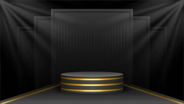 Product podium background, black gold product display template