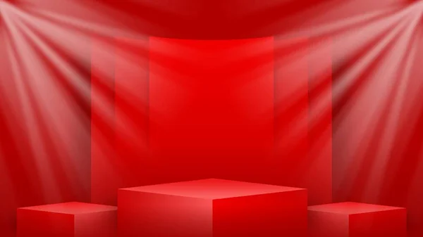 Product podium background, red white product display mockup