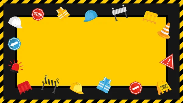 Construction Background with element set texture black and yellow template