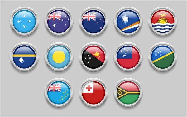 Australia Continent Oceania Flags Set Collection Flag Badge Flag Australia — Vettoriale Stock