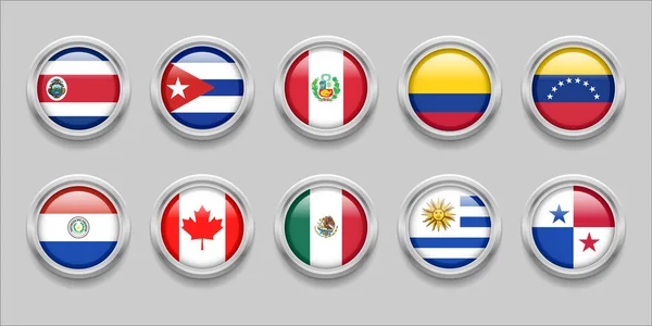 America Continent Flags Set Collection Flag Badge Flag Costa Rica — Stockový vektor