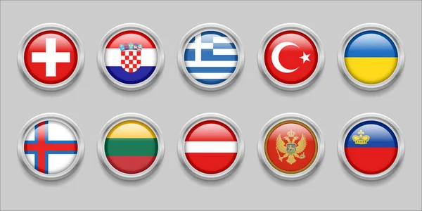 Europe Flags Set Collection Flag Badge Flag Faroe Islands Швейцарія — стоковий вектор