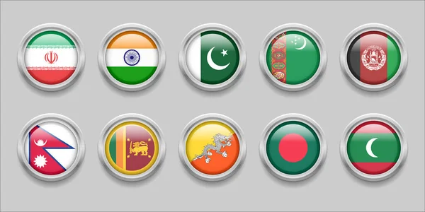 South Asia Flags Set Collection Flag Badge Flag Sri Lanka — Vector de stock