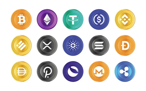 Cryptocurrency logo set. Set of cryptocurrency icons. Coin set icons