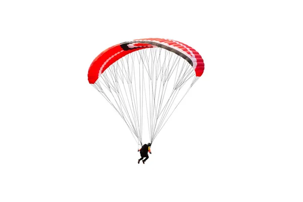 Bright Colorful Parachute White Background Isolated Concept Extreme Sport Taking — ストック写真