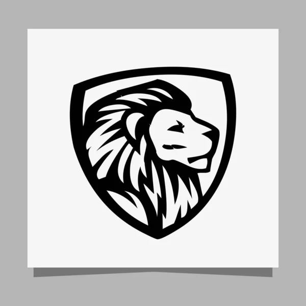 Логотип Черного Льва Белой Бумаге Тенью Идеально Подходит Бизнес Логотипов — стоковый вектор