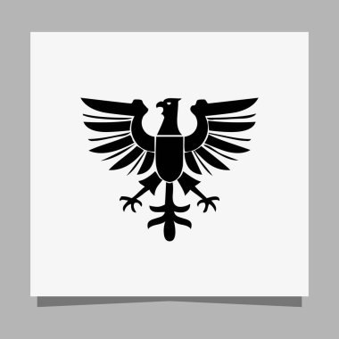 Vector illustration of a black eagle on white paper which is perfect for logos, business cards, emblem and icons