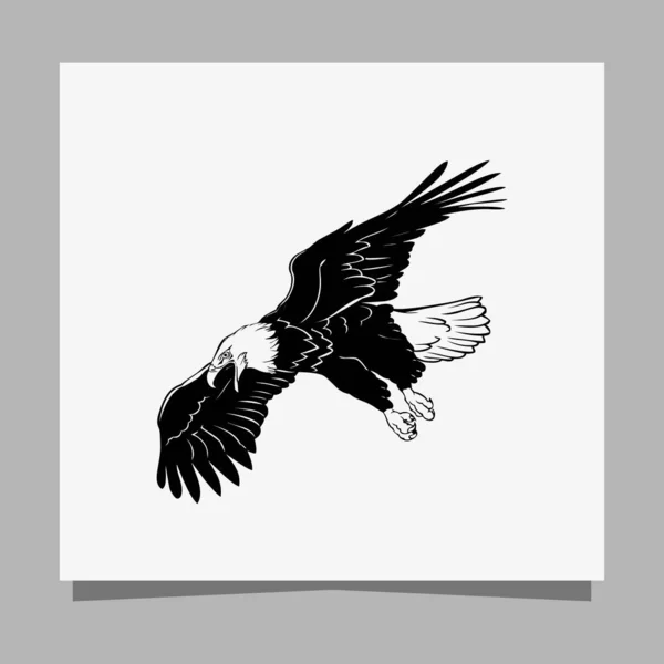 Vector Illustration Black Eagle White Paper Which Perfect Logos Business — Stockvector