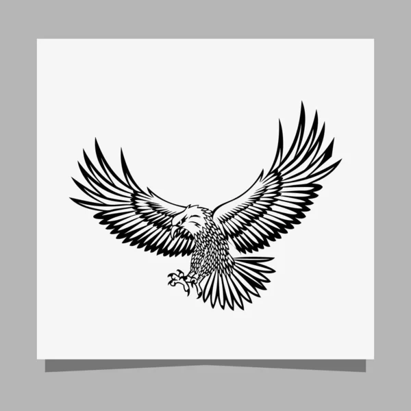 Vector Illustration Black Eagle White Paper Which Perfect Logos Business — ストックベクタ