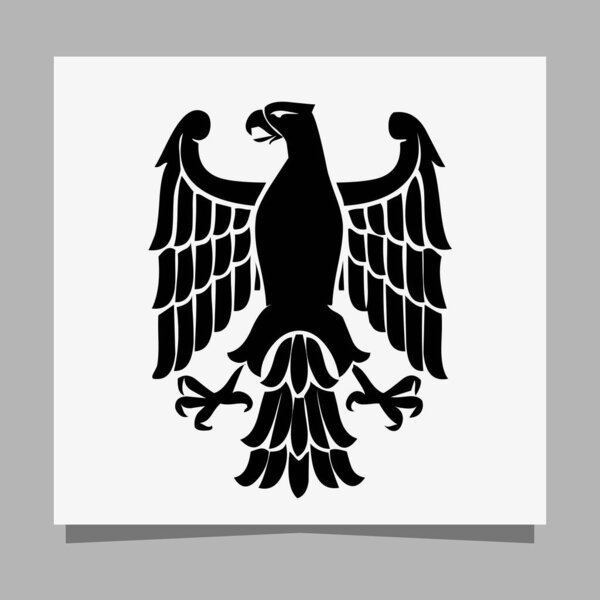 Vector illustration of a black eagle on white paper which is perfect for logos, business cards, emblems and icons