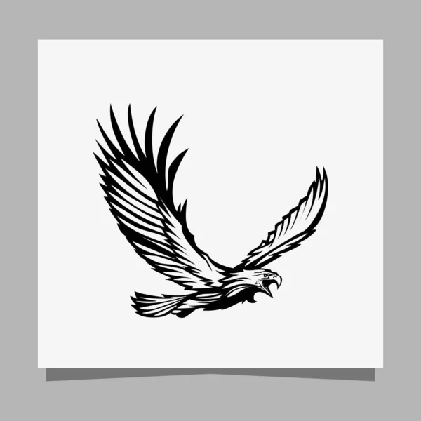 Векторная Иллюстрация Черного Орла Белой Бумаге Которая Идеально Подходит Логотипов — стоковый вектор