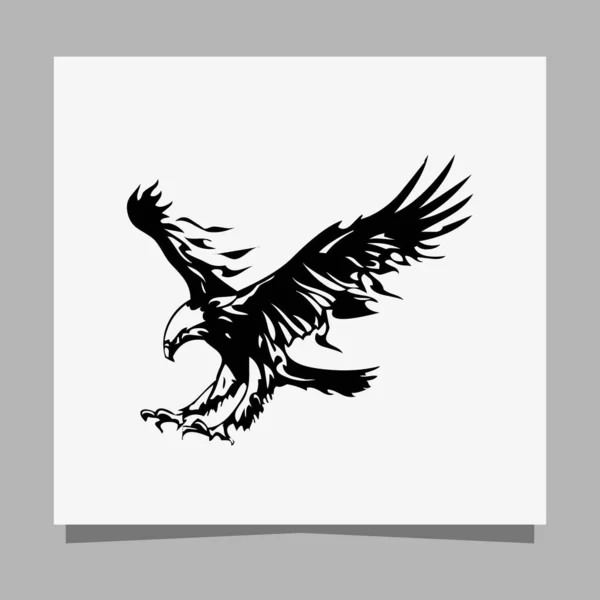 Векторный Чёрный Орел Белой Бумаге Идеально Подходит Логотипов Иллюстраций Баннеров — стоковый вектор