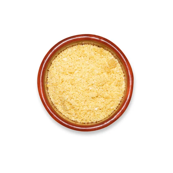 Delicious Farofa Toasted Flour Seasonings Bowl White Isolated Background — 스톡 사진