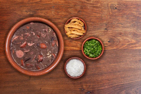 Delicious Feijoada Bowl Side Dishes Brazilian Typical Cuisine Made Black — Stock fotografie