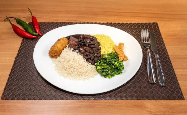 Delicious Feijoada Plate Brazilian Typical Cuisine Made Black Beans Pork Imagens Royalty-Free