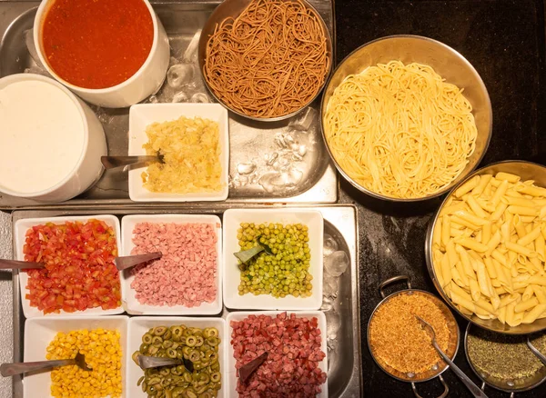 Pasta Self Service Buffet Variety Ingredients Chosen Fotografias De Stock Royalty-Free