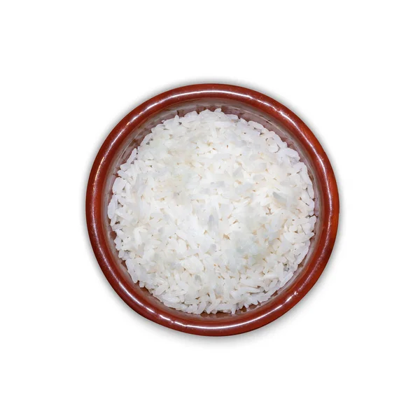 Delicious White Rice Bowl White Isolated Background Imagem De Stock