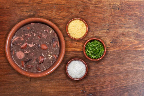 Delicious Feijoada Bowl Side Dishes Brazilian Typical Cuisine Made Black Imagens Royalty-Free