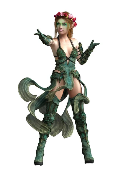 Green Elf Fantasy Woman —  Fotos de Stock