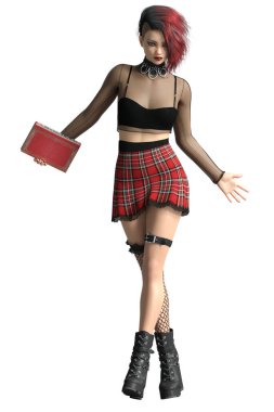 Punk Girl with book