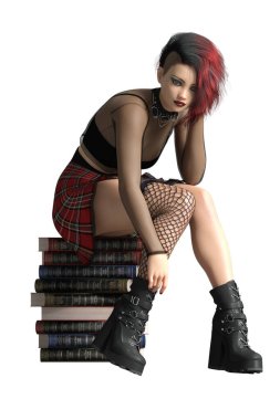 Punk Girl with book