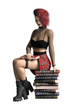 Punk Girl with book