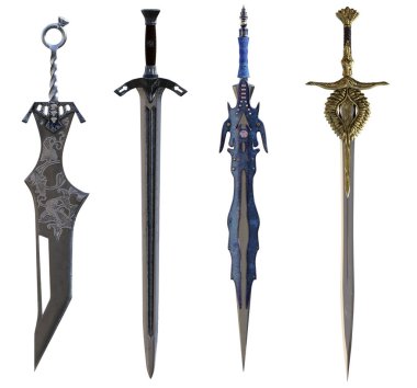 3d render of a medieval sword isolated on white background