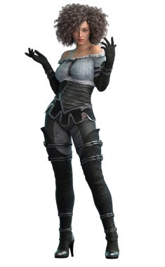 Woman with magic orb 3D render