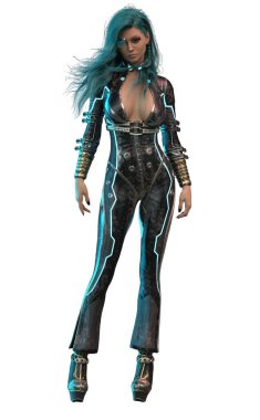 Cyberpunk dystopian woman 3D render