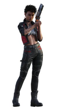 Cyberpunk dystopian woman 3D render