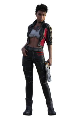 Cyberpunk dystopian woman 3D render