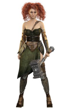 Woman with armor 3D render