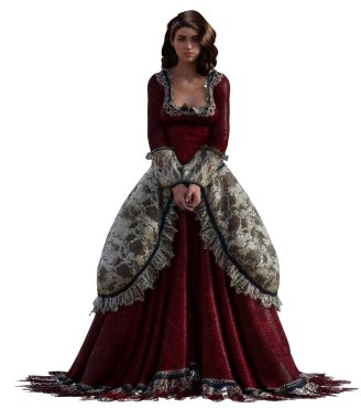 Woman with ballroom gown 3D render