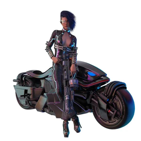 Cyberpunk Dystopian Woman Render — 스톡 사진