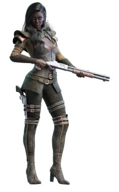 WIld west bounty hunter 3D woman render