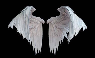 Angel wings 3D render clipart