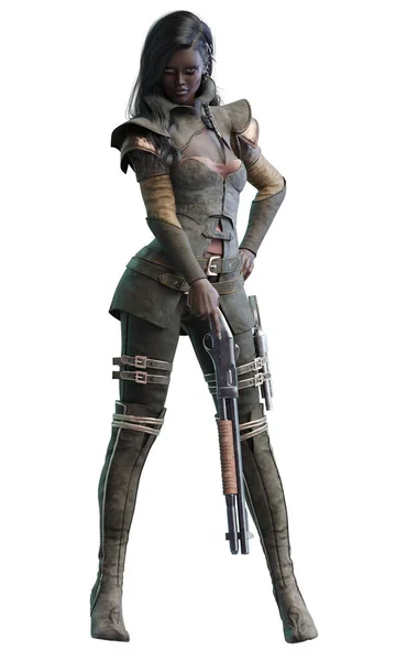 Wild West Bounty Hunter Woman Render — ストック写真