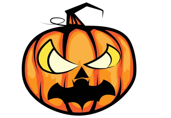 Cabeça Abóbora Diabo Halloween Assustador Com Olhos Boca — Vetor de Stock