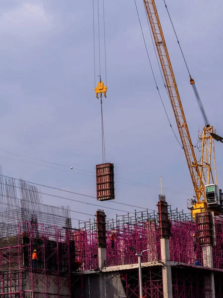 Pink Scaffolding Building Construction — Stok fotoğraf