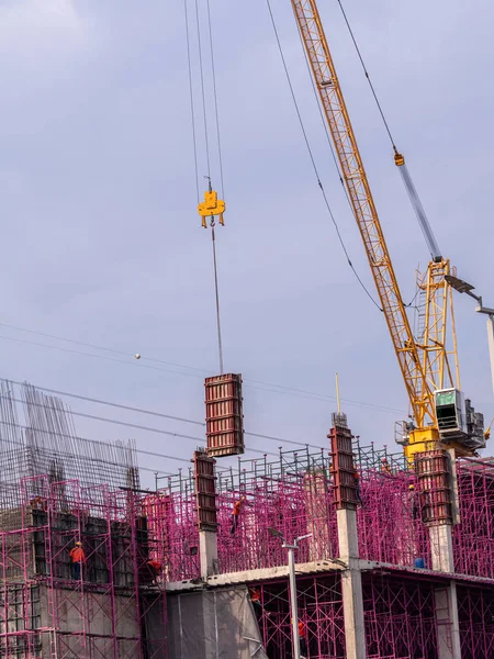 Pink Scaffolding Building Construction — Stok fotoğraf