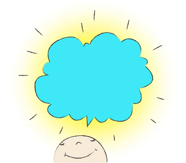 風船のアイデアの雲と幸せな男の子 — ストック写真